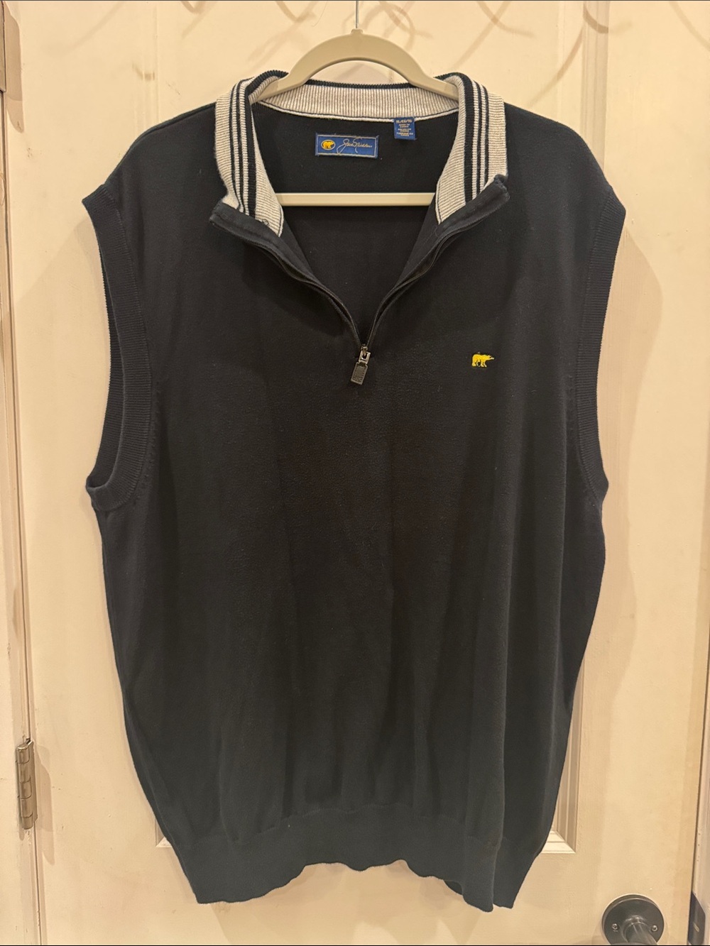 Jack Nicklaus Quarter-Zip Golf Sweater Vest with Striped Collar